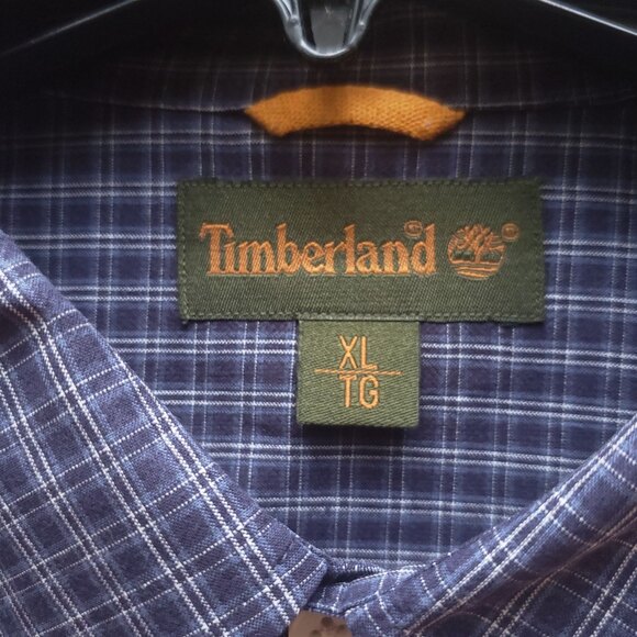 Timberland Men’s XL Plaid Button-Up Shirt Navy White Blue Dress Casual NWOT - Picture 5 of 8